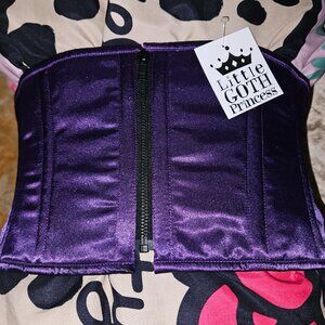 NWT XL/30" LGP950 TIGHT LACING WAIST TRAINING CORSET PURPLE HANDMADE SILK